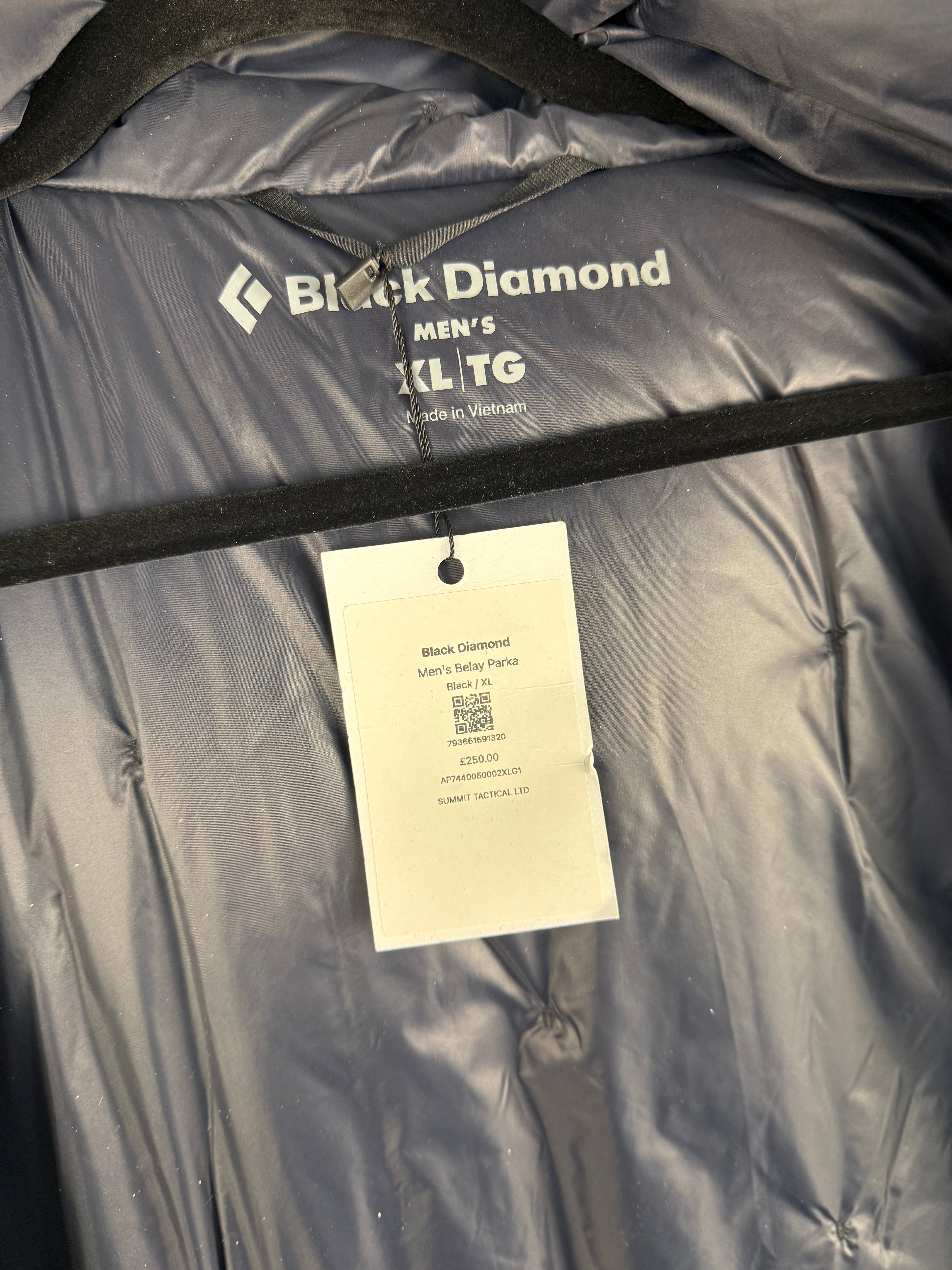 Men’s black diamond belay parker - extra large